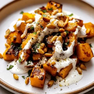 Roasted Pumpkin with Yogurt Sauce and Pine Nuts