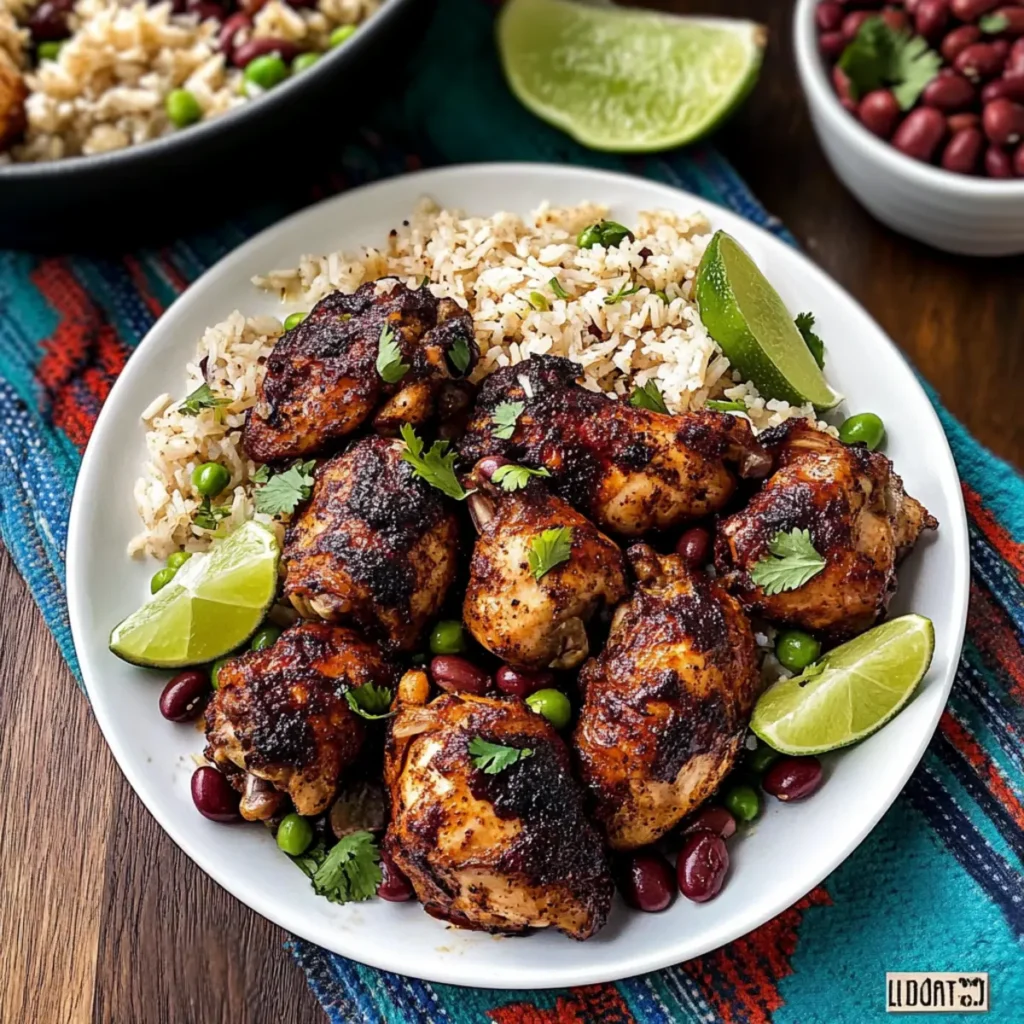 Jamaican Jerk Chicken with Rice and Peas