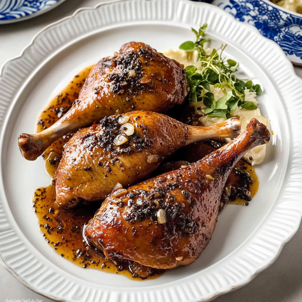 Roasted Duck Legs with Black Pepper Sauce