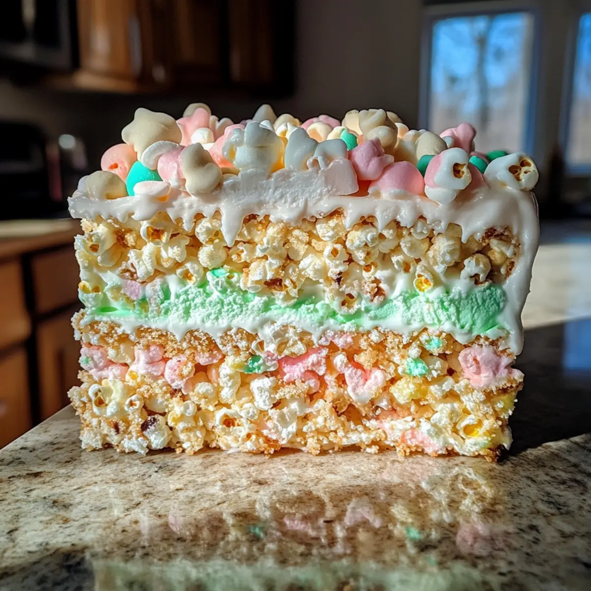 Holiday Marshmallow Popcorn Cake