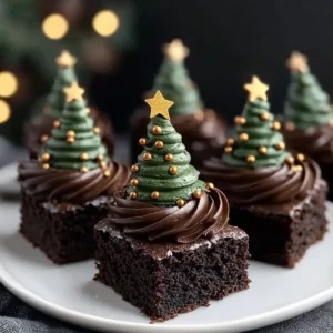 Christmas Tree Brownies with Chocolate Buttercream