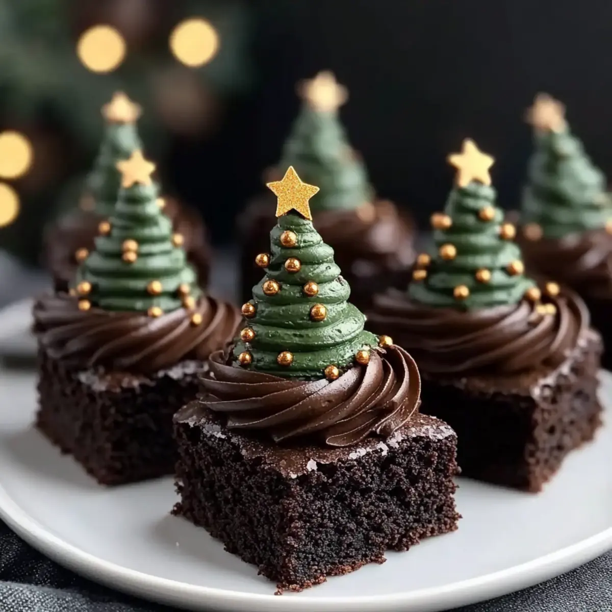 Christmas Tree Brownies with Chocolate Buttercream