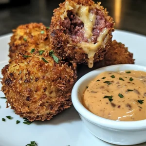 Reuben Balls with Spicy Thousand Island Dipping Sauce