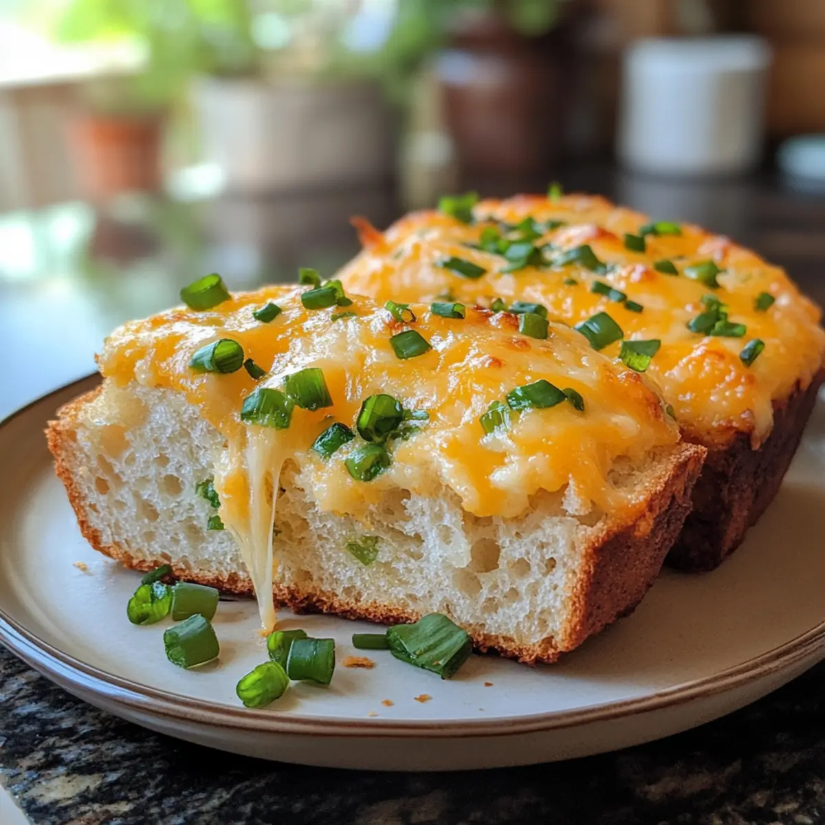 Cheddar Scallion English Muffin Bread