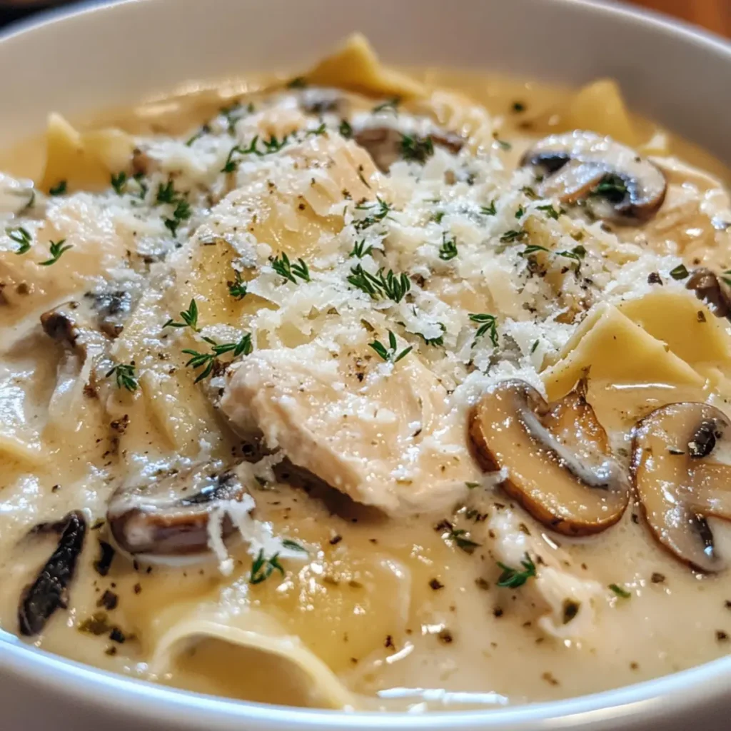 Roasted Garlic White Chicken Lasagna Soup