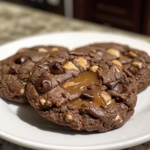 Double Chocolate Salted Caramel Cookies