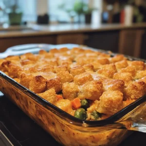 Chicken Pot Pie Tater Tot Casserole