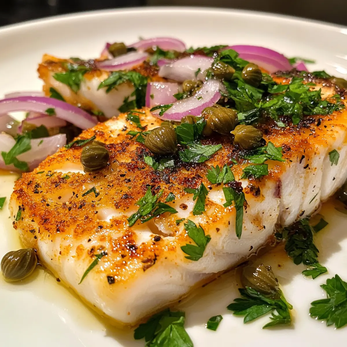 Grilled Fish with Caper and Red Onion Dressing