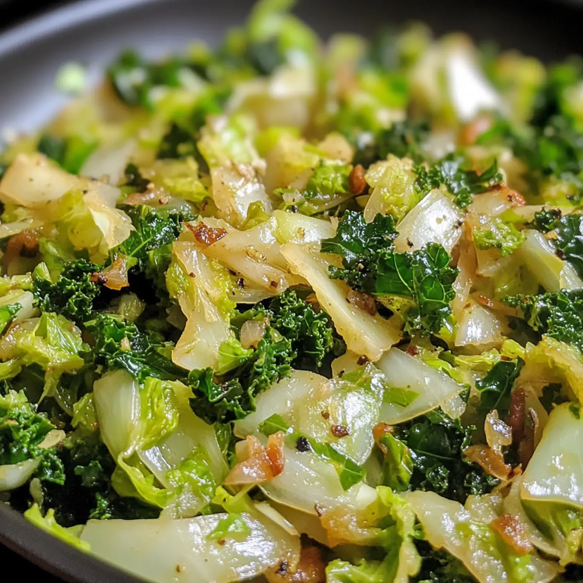 Garlic Sautéed Cabbage Kale Skillet