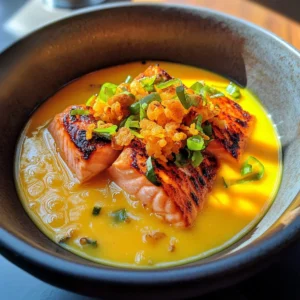 Corn Gazpacho with Salmon & Crispy Rice