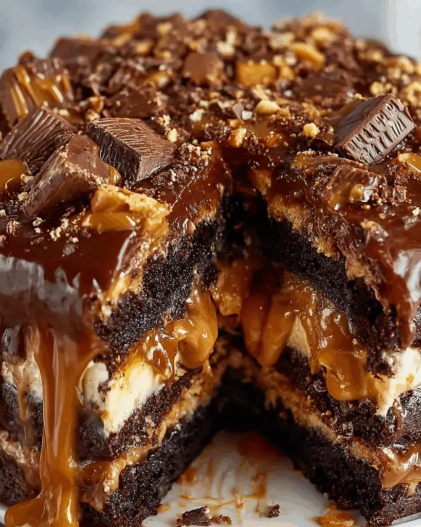 Rich and Gooey Snickers Cake Recipe – Indulge Today! - BELLY RECIPES