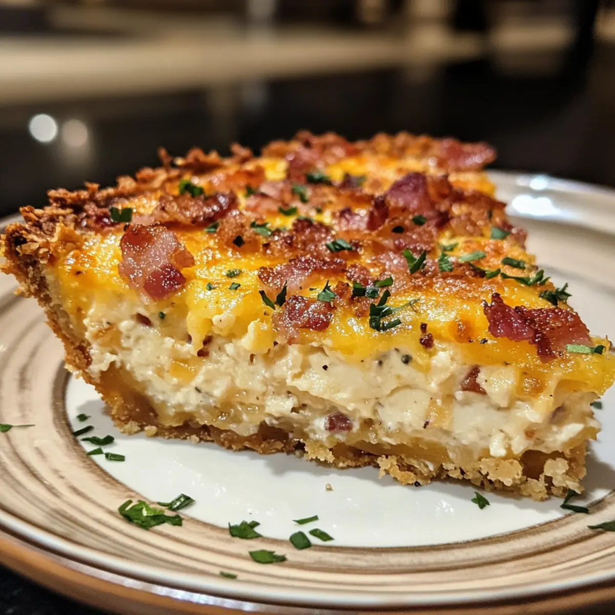 Mouthwatering Hash Brown Crust Bacon and Cheddar Quiche