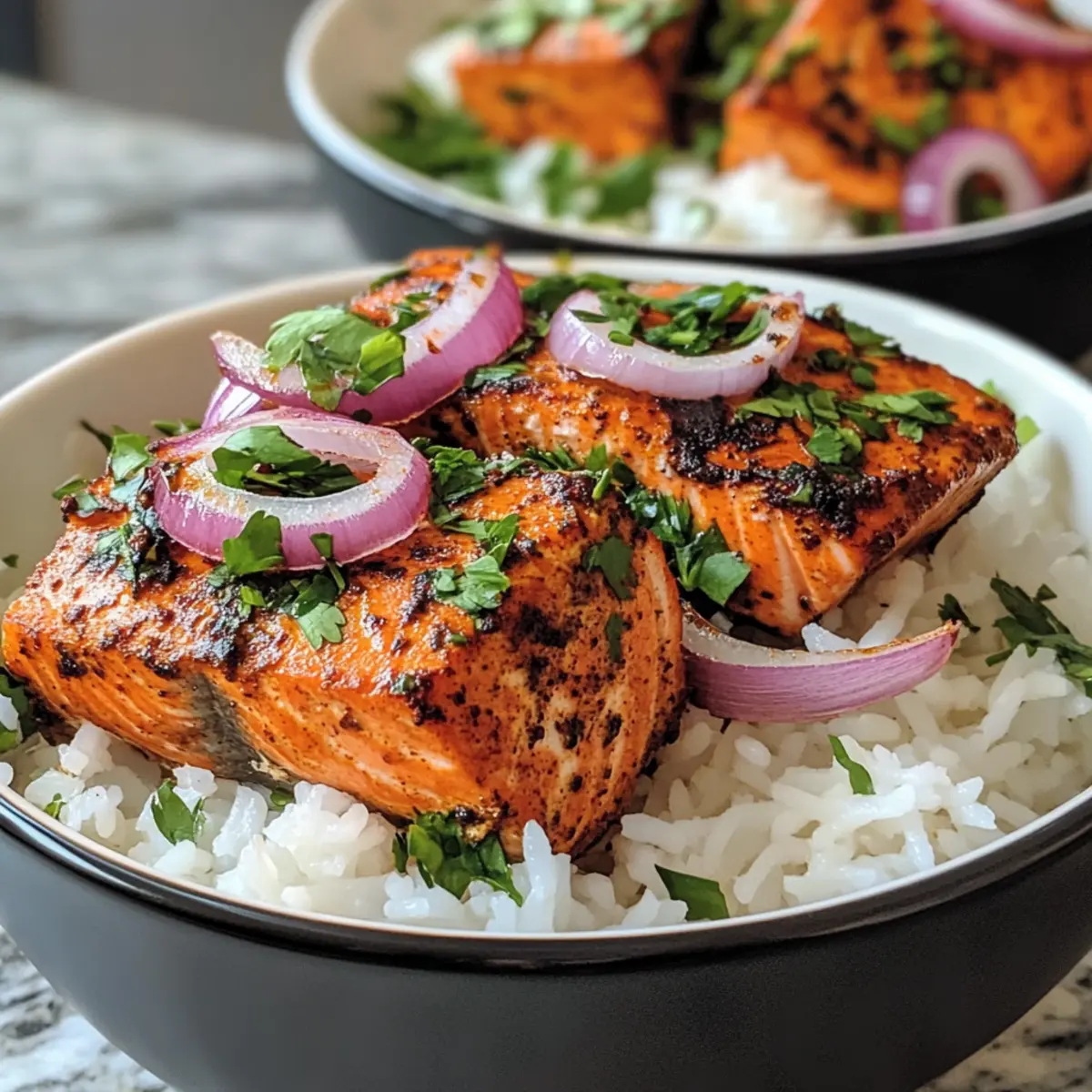 20-Minute Tandoori Salmon Rice Bowls