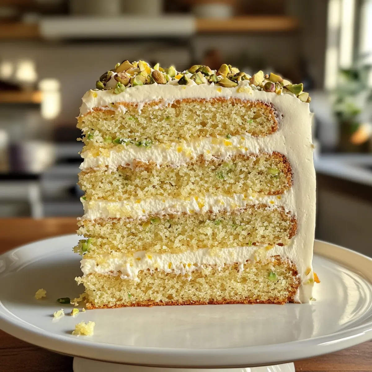 lemon pistachio cake with mascarpone frosting