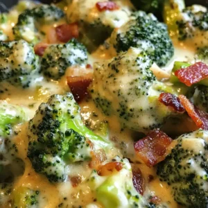 Creamy Garlic Parmesan Broccoli with Bacon
