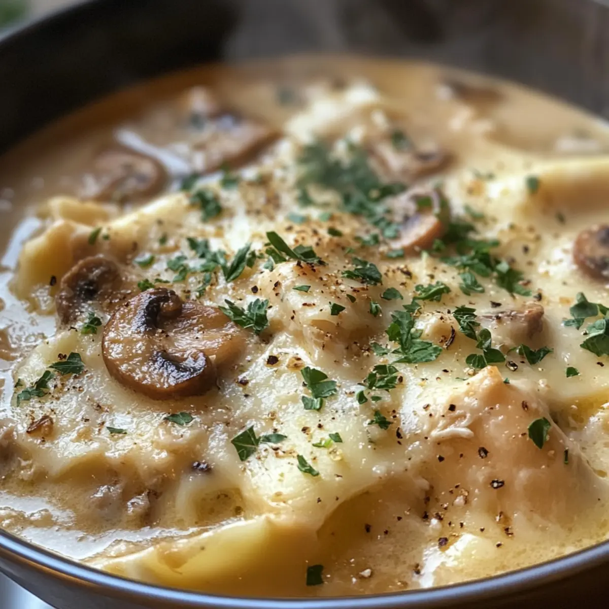 Roasted Garlic White Chicken Lasagna Soup