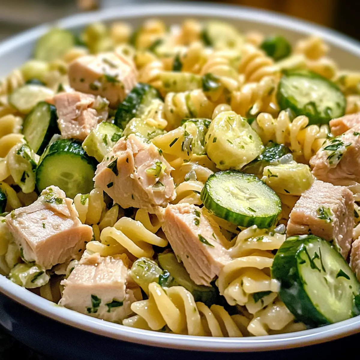 Dill Pickle Tuna Pasta Salad