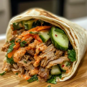 Korean Burrito with Slow Cooked Pork and Kimchi Mayo