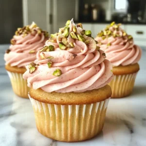 Vegan Mini Rose Pistachio Cupcakes