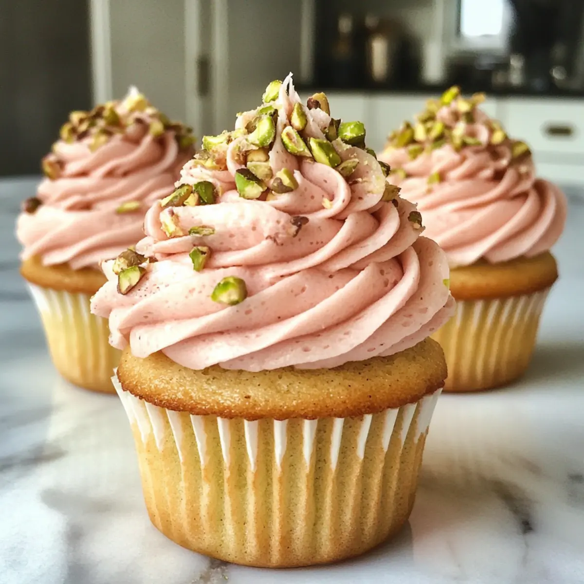 Vegan Mini Rose Pistachio Cupcakes