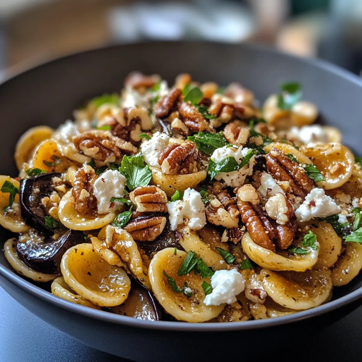 Charred Eggplant Pasta with Tomatoes & Goat Cheese