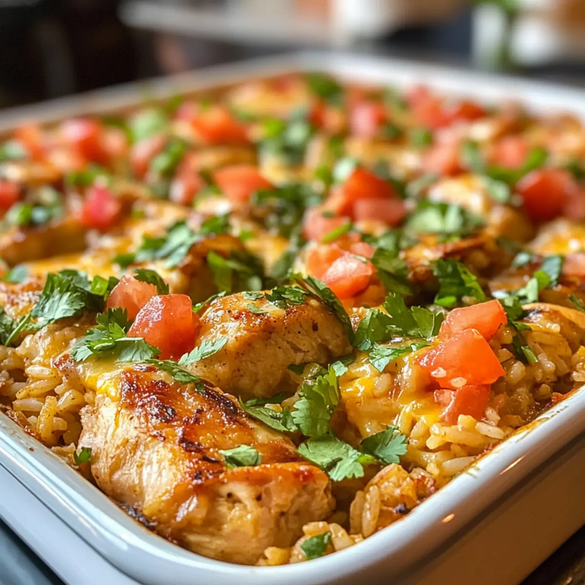 Queso Chicken and Rice Bake