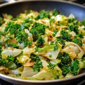 Garlic Sautéed Cabbage Kale Skillet