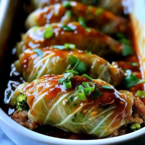 Spicy Asian Pork Cabbage Rolls
