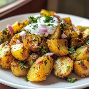Chaat masala potatoes with yoghurt