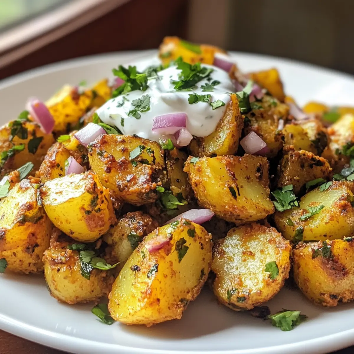 Chaat masala potatoes with yoghurt
