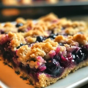 Buttery Blueberry Rhubarb Crumble Bars