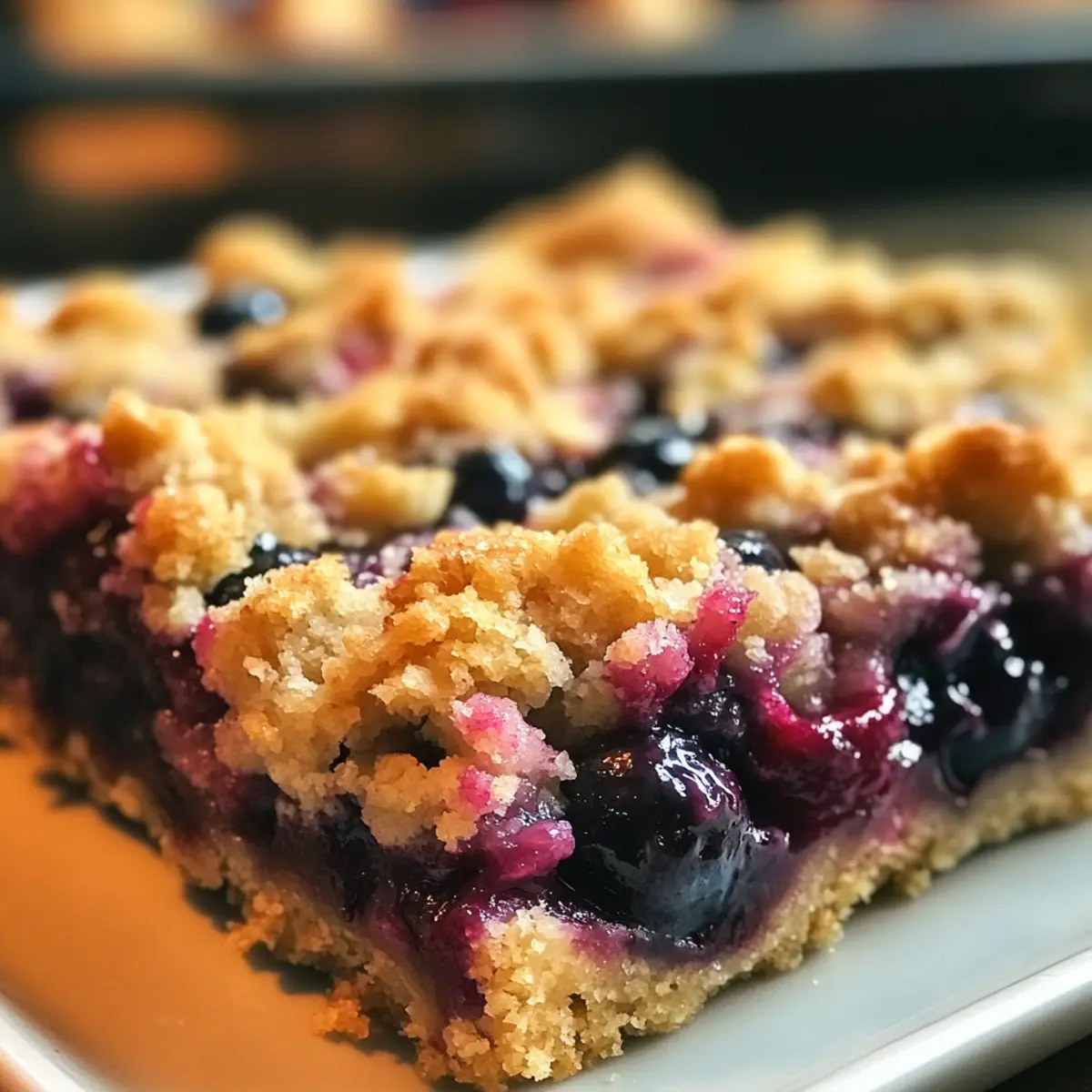 Buttery Blueberry Rhubarb Crumble Bars
