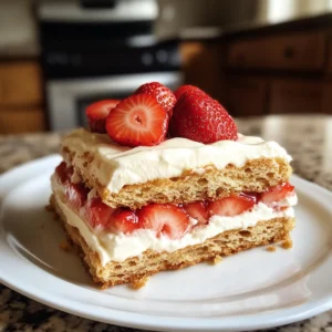 Strawberries and Cream Eclair Cake