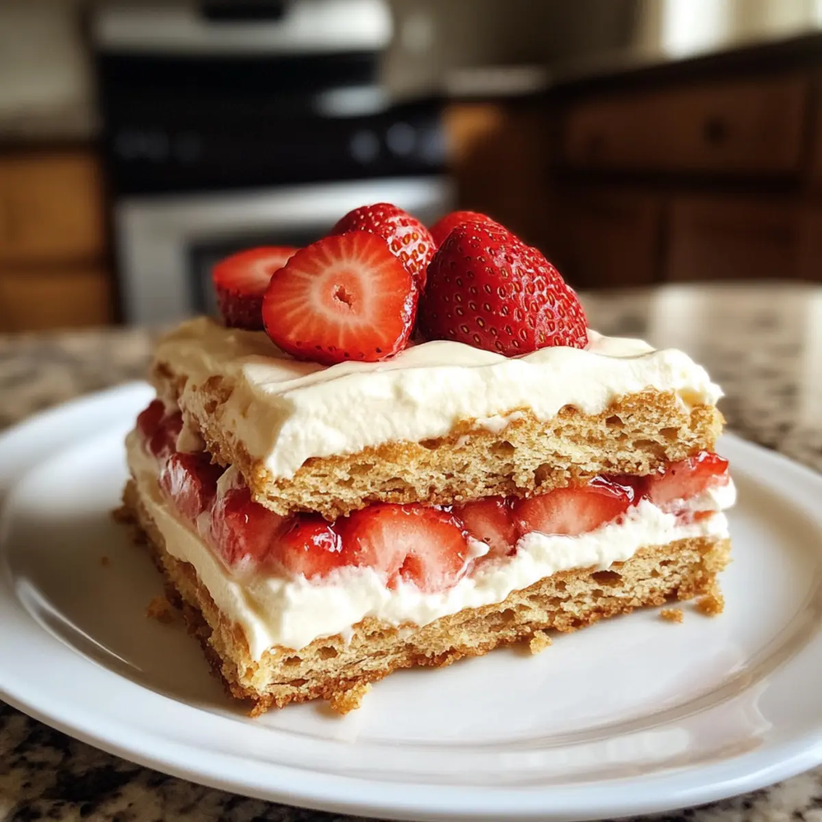 Strawberries and Cream Eclair Cake