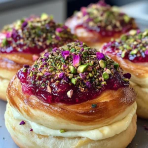Raspberry and Rose Cheesecake Buns