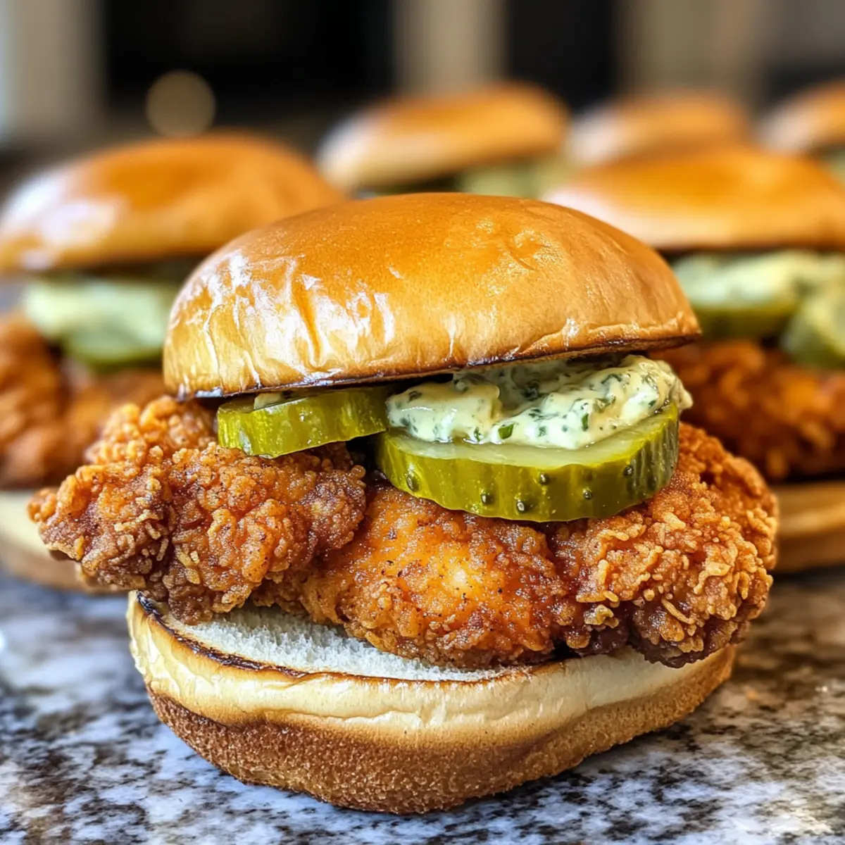Nashville Hot Chicken Sliders with Dill Pickle Aioli