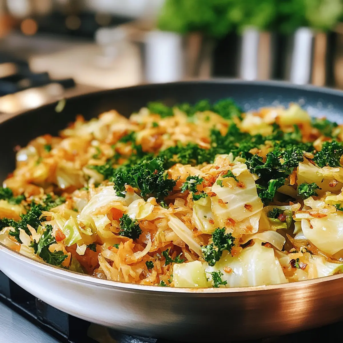 Garlic Sautéed Cabbage Kale Skillet