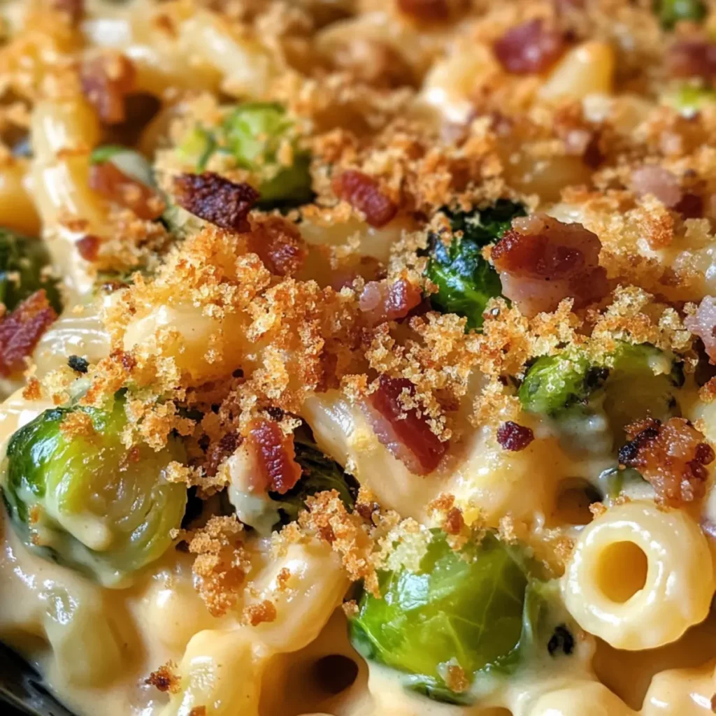 Mac and Cheese with Brussels Sprouts & Bacon Breadcrumbs