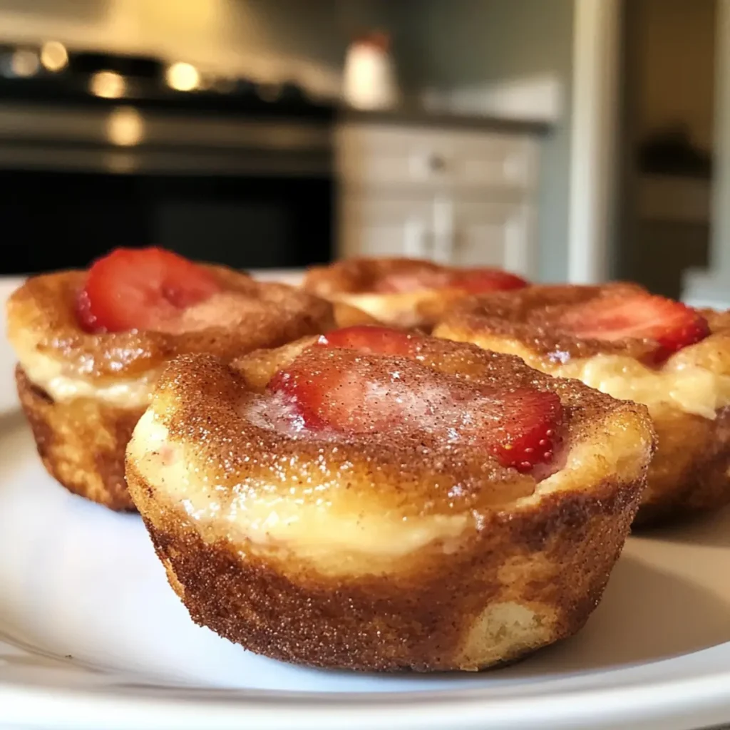 Cream Cheese Strawberry French Toast Muffins