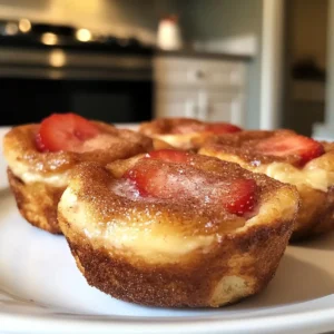Cream Cheese Strawberry French Toast Muffins