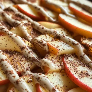 Crispy Apple Nachos with Cinnamon and Tahini Drizzle