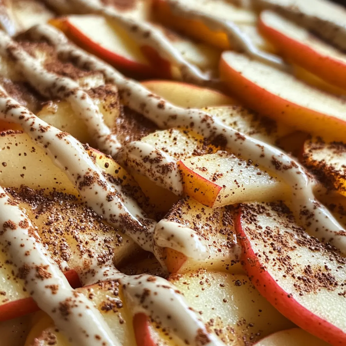 Crispy Apple Nachos with Cinnamon and Tahini Drizzle