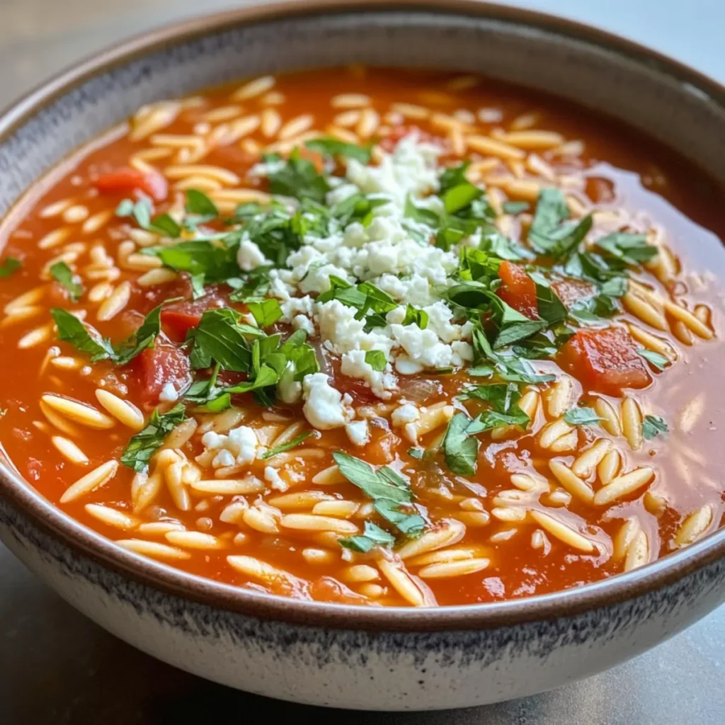 Greek Tomato & Orzo Soup