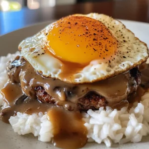 Hawaiian Loco Moco with Mushroom Gravy