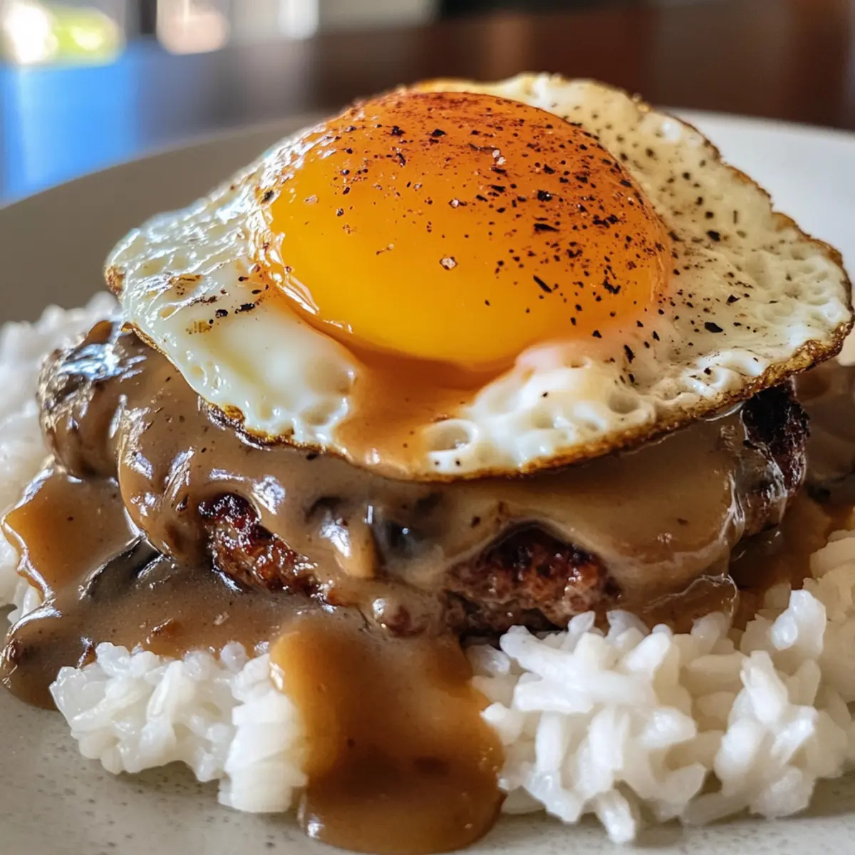 Hawaiian Loco Moco with Mushroom Gravy