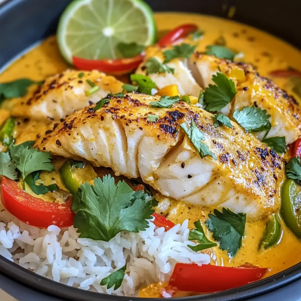 Coconut Lime Fish Curry with Jasmine Rice