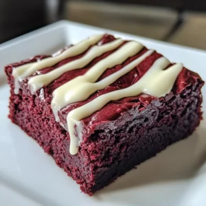 Red Velvet Brownies with White Chocolate Drizzle