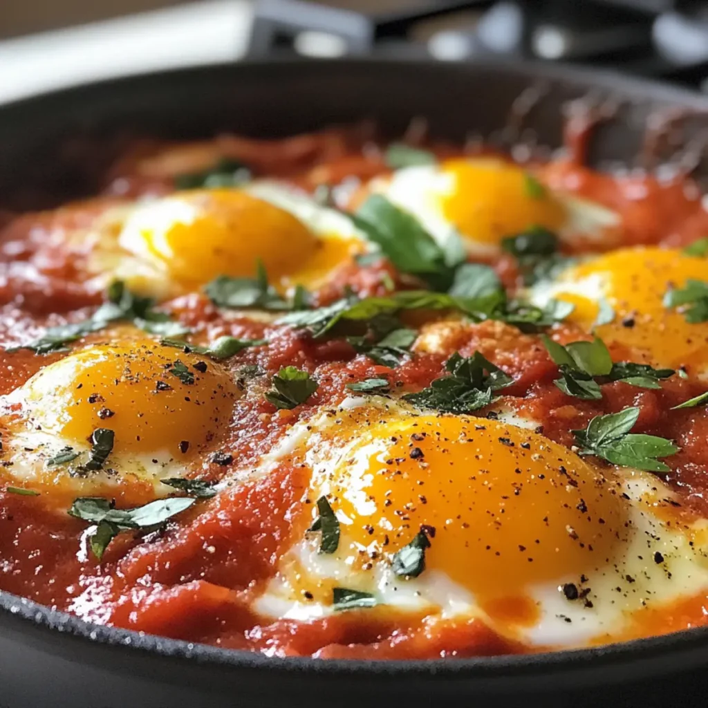 Cozy Mediterranean Baked Eggs with Spiced Tomato Sauce