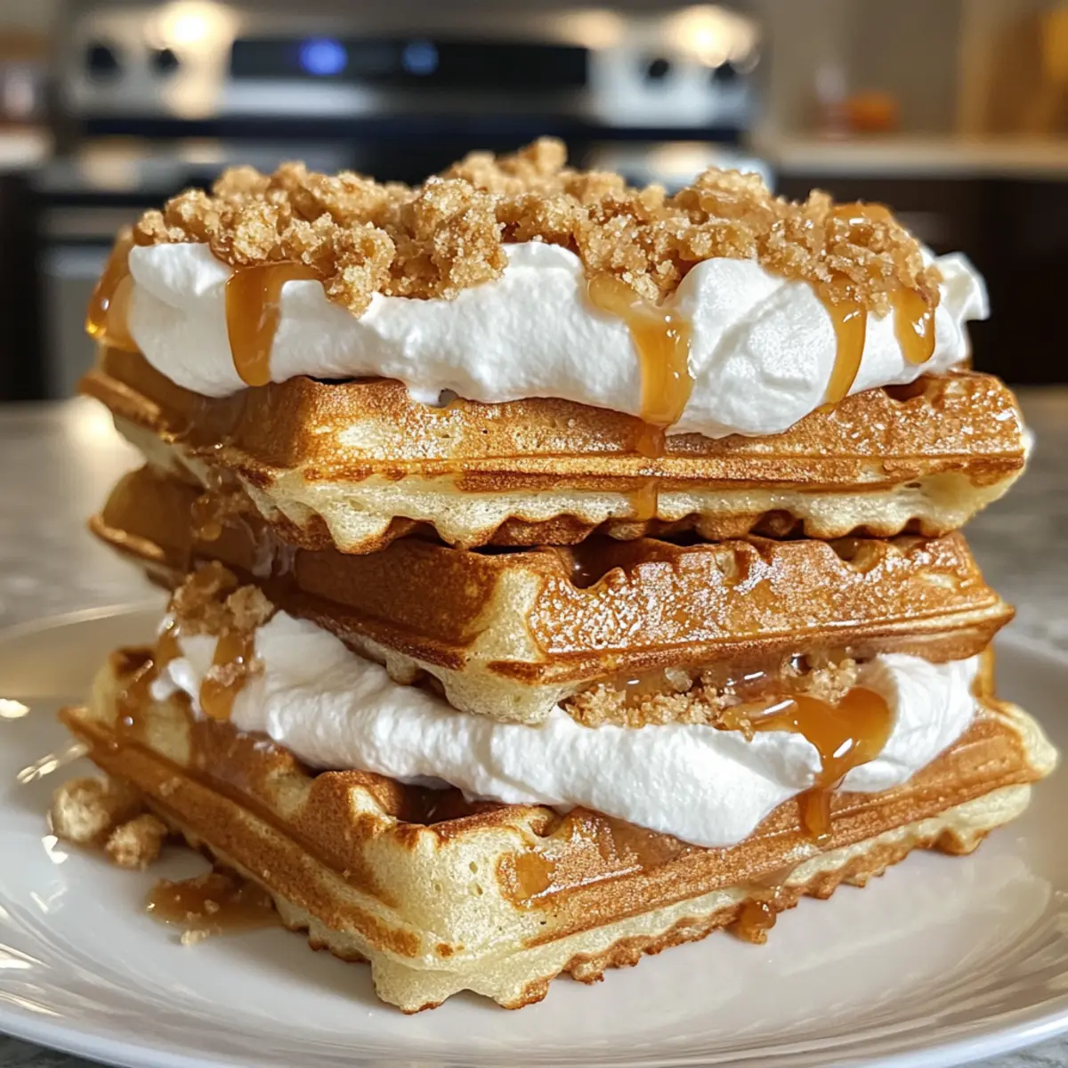 Caramel Cream Waffle Sandwiches