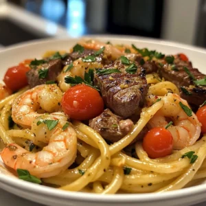 Calabrian Steak and Shrimp Bucatini
